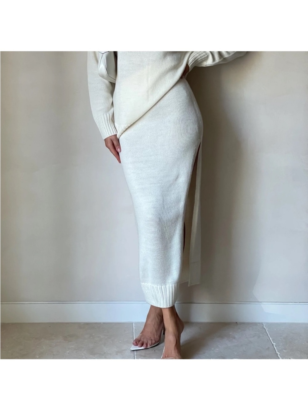 Meshki White Knit Skirt